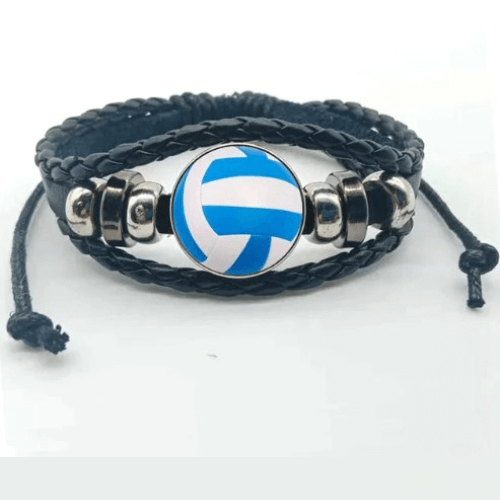 Pulseira de Couro Ajustável - Bola de Vôlei