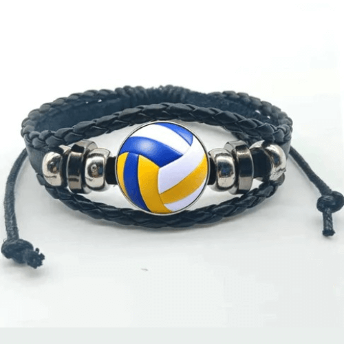 Pulseira de Couro Ajustável - Bola de Vôlei