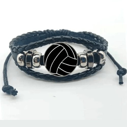 Pulseira de Couro Ajustável - Bola de Vôlei