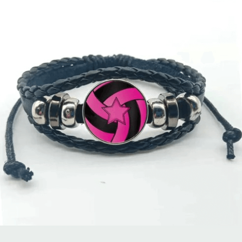 Pulseira de Couro Ajustável - Bola de Vôlei